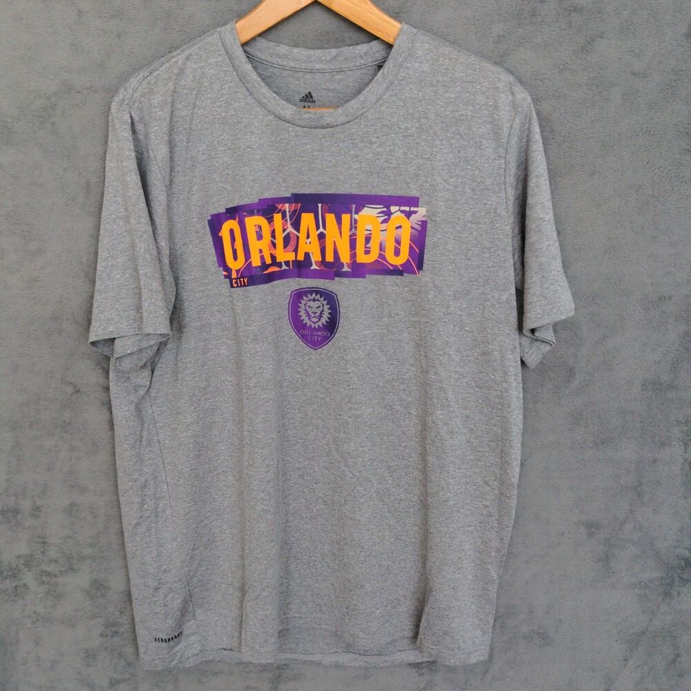 NWT Orlando City SC Adidas T Shirt Men's M Aeroready Graphic Logo Double Sided